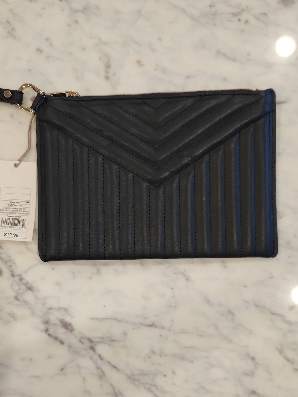 a new day Black Quilted Wristlet Clutch